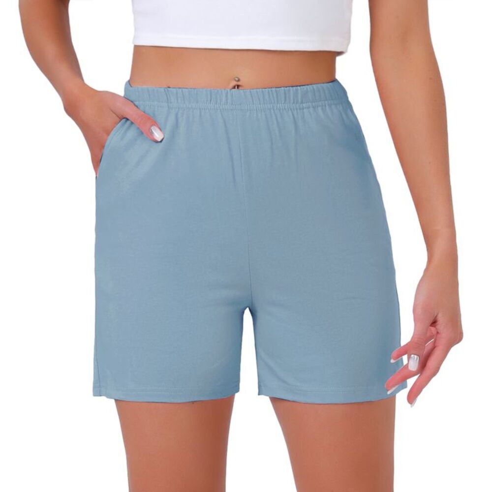 Women's Cotton Soft Stretch Boxer Lounge Shorts Blue